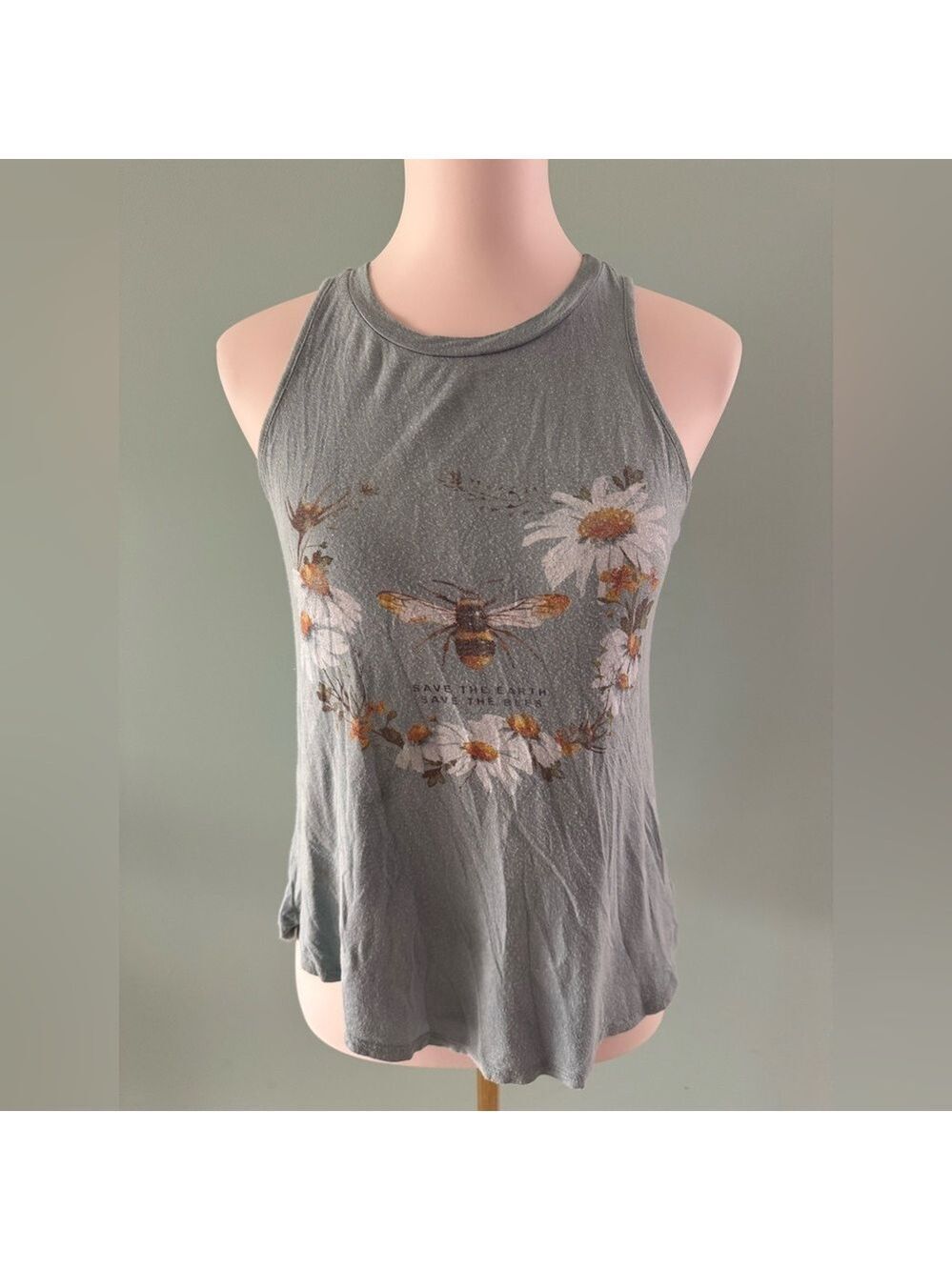 French Pastry Gray Graphic Crop Tank Top XS